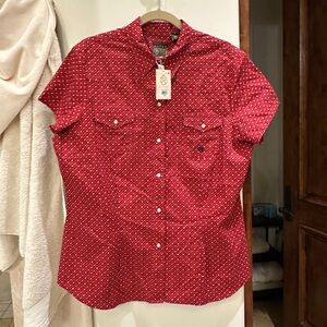 Roper Red Geometric Women's Button Down Shirt